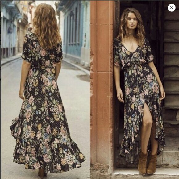 Auguste the Label Delilah Frill Maxi Dress Floral High Low Women's US 2 - Picture 4 of 16